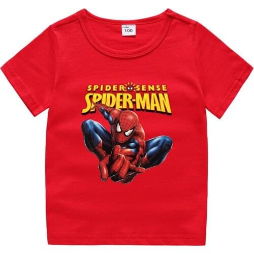 Spiderman Kids Summer Clothes Disney Marvel Avengers Spider Man Short-sleeved T-shirt Boys Cotton Bottoming T-shirt Kids Top