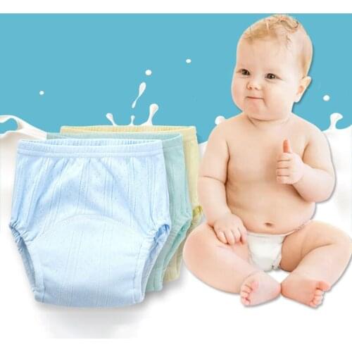Washable Baby Diapers Reusable Cloth Nappies Waterproof Newborn Cotton Diaper Cover Children Training Pants Pure Color Underwear