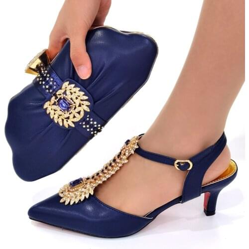 Doershow new coming Italian matching D.BLUE shoe and bag set african wedding shoe and bag sets! HJB1-17