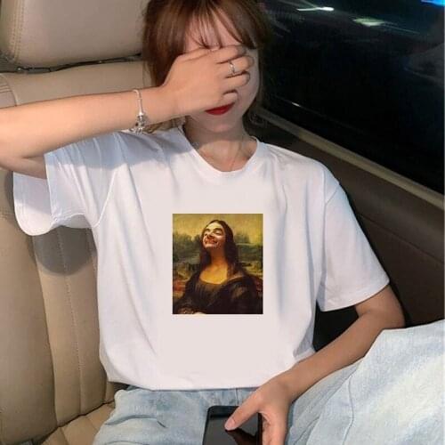 2021 women New summer spoof Mona Lisa Printed T Shirts Women Aesthetics funny Tshirts summer hot selling clothing
