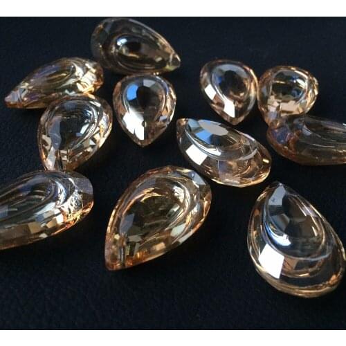 12PCS Champagne K9 Crystal Faceted Maple Leaf Shape Chandelier Hanging Pendants Suncatcher Wedding Party/ Christmas Decoration