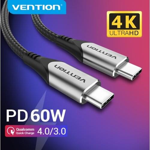 Vention USB C to USB Type C Cable for Samsung S9 S8 PD 60W 4K Quick Charge 4.0 Fast Charger Cable for MacBook Pro Charging Cable