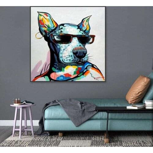 Smoking Bulldog Abstract Dog Canvas Painting Puppy Graffiti Posters Prints Nordic Art Picture for Living Room Home Decor Cuadros