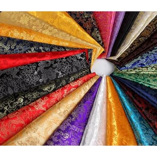 1 meter LOW DENSITY CHINESE BROCADE FABRIC - DRAGON DESIGN - POLYESTER FABRCI - 90CM WIDTH