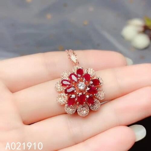 KJJEAXCMY boutique jewelry 925 sterling silver inlaid Natural Ruby pendant Female supports detection exquisite luxurious