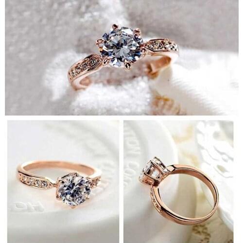 Simple Women Wedding Rings Shiny Cubic Zirconia Ring Female Silver Color Engagement Ring Gold Color Wedding Jewelry Size 6-10