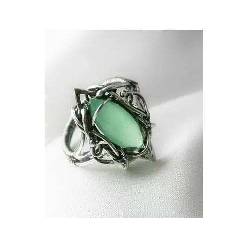 Womens Fashion 925 Sterling Silver Rings Vintage Elegant Unique Natural Emerald Jewelry Wedding Engagement Party Ring Size 5-11