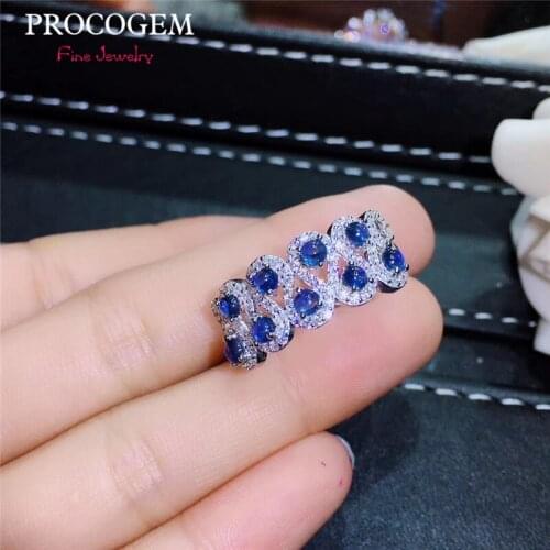 Trendy Natural Sapphire Rings for Women Party more Genuine gemstones Fine jewelry 925 Sterling Silver Free Shipping #433