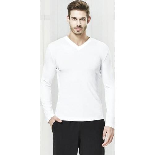 Antibacterial Bamboo Mens V-Neck Long Sleeve Singlet