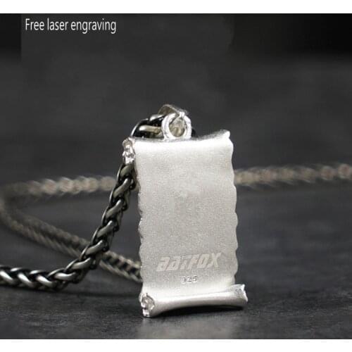 100% s925 Silver Jewelry Man Pendant 2021 Fashion Student Scroll Short Slavicle Chain Flying Wolf Pendant Stylish Personality