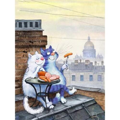 Full Square Drill 5D DIY Diamond Painting Cat Enjoying Life Diamond Embroidery Mosaic Cross Stitch Rhinestone Decoration Gift