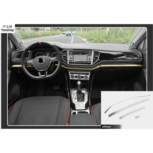Stainless steel 4pcs/lot Automobile central control edge decorative strip Car-Styling For VW Volkswagen T-Roc 2017 2018