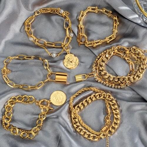 Womes Bracelet New Bohemian Punk Beads Bracelet for Women Chains Multilayer Girl Gold Color Charm Party Jewelry 2021 New Trendd