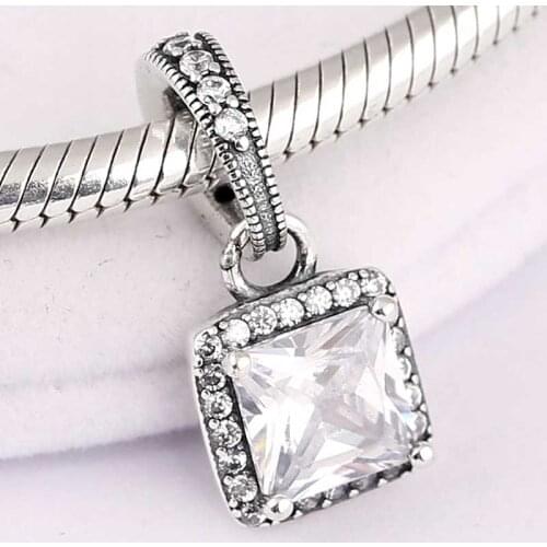 Original Dazzling Timeless Elegance With Crystal Necklace Pendant Fit 925 Sterling Silver Charm Bracelet Diy Jewelry