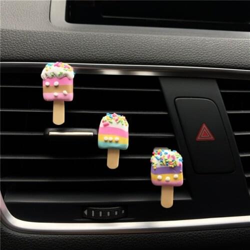 A pair of cute popsicle car decorations Exquisite color ice cream modeling Decoration clip for automobile air conditioner