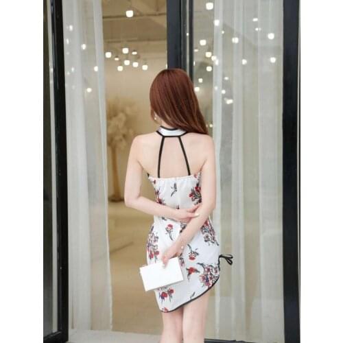 2021 new sexy womens backless improved cheongsam summer Chinese style dress