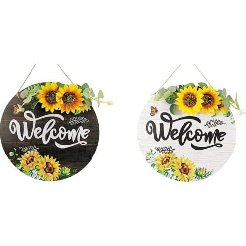 Sunflower Welcome Sign Wreaths For Front Door,Hanging Rustic Front Door Decor Farmhouse Porch Decor For Home