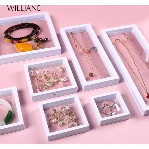 Jewelry Pendant Earrings Ring Display Stand Holder PE Membrane Bague Packaging Box Coins Gem Stones Floating Presentation Case