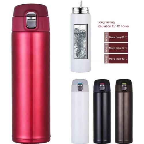 Portable Stainless Steel Double Wall Thermal Cup Travel Mug Water Thermos Bottle Vacuum Cup School Home Tea Coffee Drink Bottle