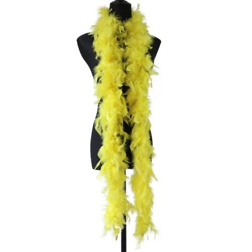 40G Marabou Turkey Feathers Boa For Crafts Yellow Fluffy Plumas Shawl Clothing Sewing Decoration Plumes Feather On Tape 2 Meters