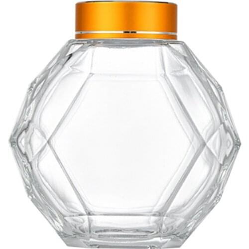 380ML Hexagonal Jam Jars , Transparent Jam Jar Bottles for Jams, Honey, Wedding 40JA