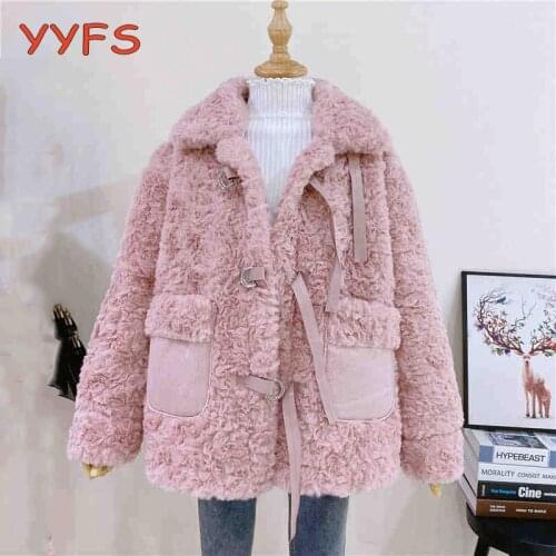 Faux Rabbit Fur Coat Women Lining Suede lambswool Autumn Casual Winter Warm Plush Jacket Female Luxury Loose Motorcycle Coats