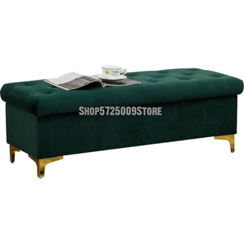 Nordic Luxury Shoes Stool Shop Rest Bench Bed End Storage Sofa Stool Solid Wood Rectangular Storage Box Stool