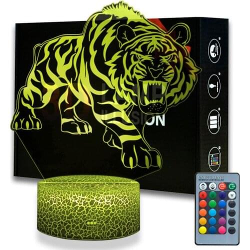 Tiger Night Light ABS Base With Acrylic Light Borad 3D Tiger illusion Kids Bedroom Cartoon Desk Lamp For Birthday Xmax gifts