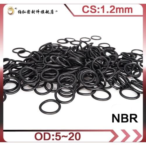 Nitrile Rubber O-Ring 50PCS/lot Black NBR Sealing CS1.2mm OD5/6/8/10/12/13/14/15/16/17/18/19/20mm O-Ring Seal Gasket Oil Ring