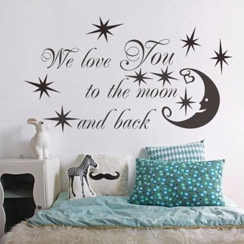 We love you to the moon vinyl quote wall decal home decor kids room diy art mural removable wall stickers