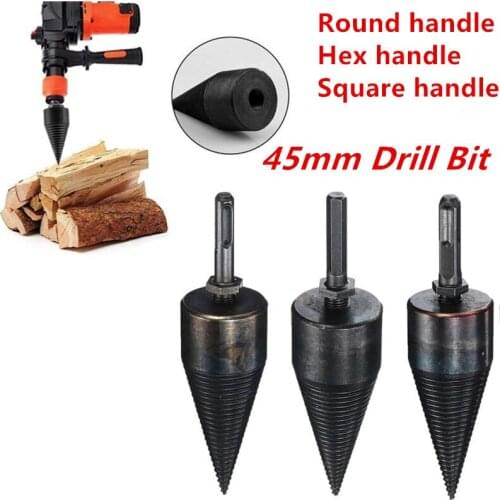 45mm High Speed Twist Drill Bit Splitting Wood Drill Firewood Machine Drill Wood Splitter Drill Bits Square Round Hexagonal