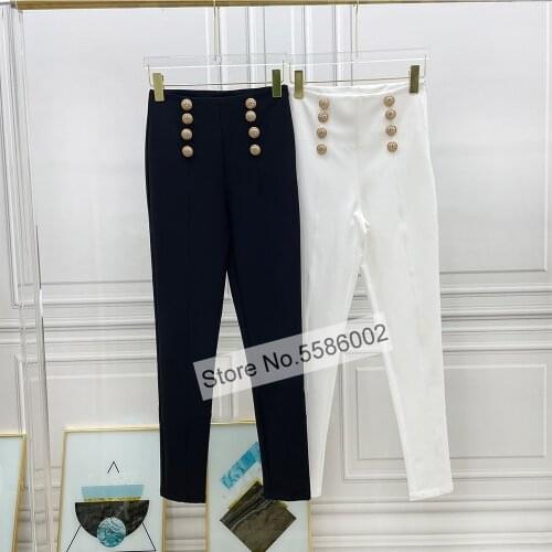 Ladies 2021 Fashion Double-breasted High-waisted Casual Trousers - Women Long Pants