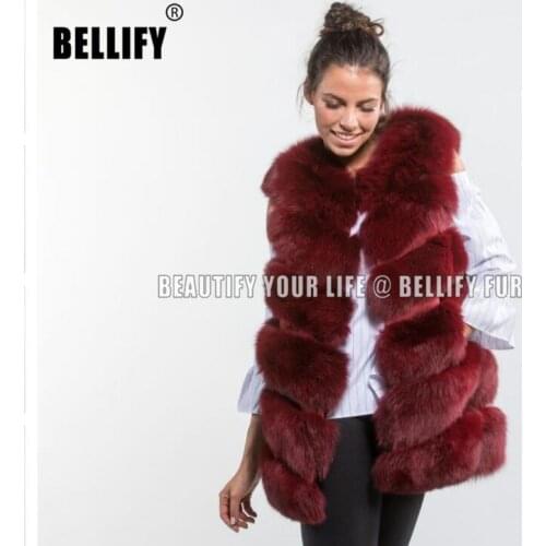 New 2020 Vintage wine red real fox fur vest Gilets , Stylish Fashion oblique natural fox fur waistcoats wholesale
