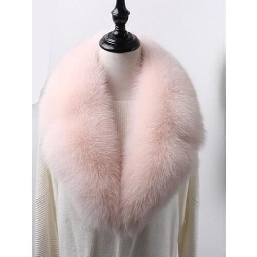 Pink color sweet warm winter fur scarf of real fox fur collar black red gray color warm soft luxury coat collar S806