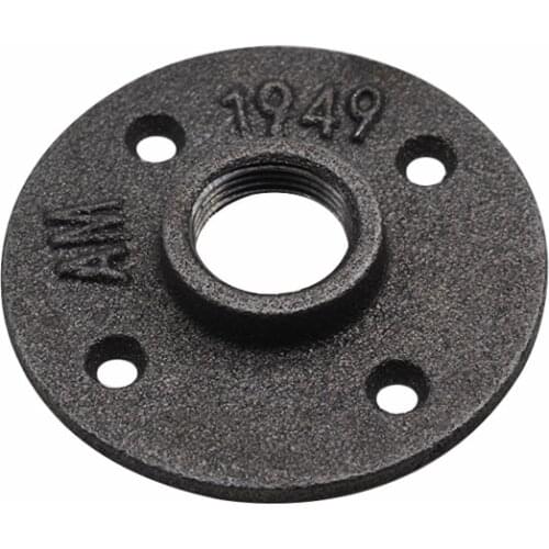 1pcs1/2" 3/4" Black Decorative Malleable Iron Floor/Wall Flange Malleable Cast Iron Pipe Fittings BSP Threaded Hole