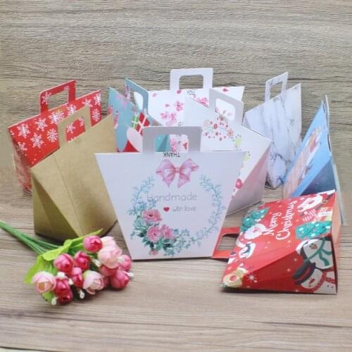 10pc flower style gifts box Merry christmas jewelry packing box Marbling handle box for party suppiles baby show gifts