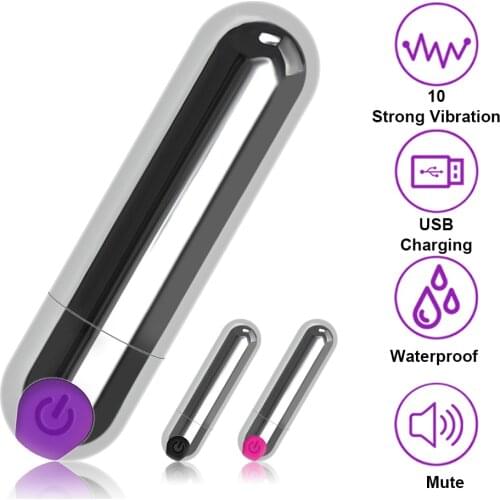10 Speeds Mini Bullet Vibrator Waterproof USB Rechargeable Strong Vibration G-spot Massager Sex Toys for Women