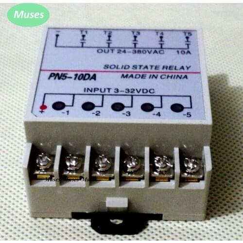 10DA 5 Channel Din rail SSR quintuplicate five input 3~32VDC output 24~380VAC single phase DC solid state relay