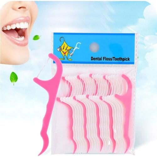 25 Pcs/Lot Disposable Dental Flosser Interdental Brush Teeth Stick Toothpicks Floss Pick Oral Gum Teeth Cleaning Care