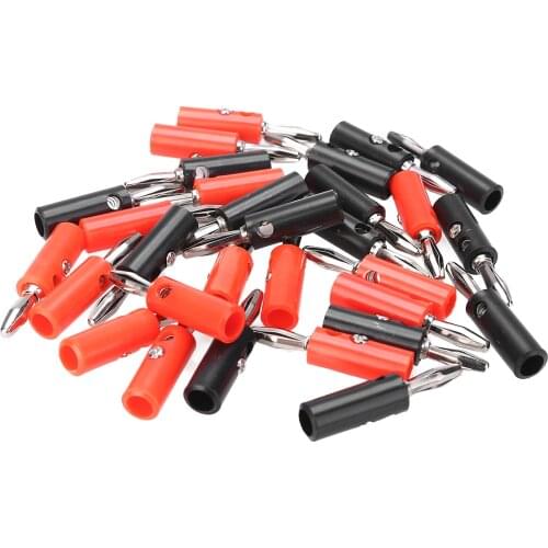 30pcs Red+Black 4mm Audio Speaker Wire Cable Screw Type Banana Plug Connector 11-19AWG Professional Speakers Audio Jack Adapter