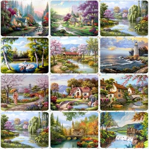 5D DIY Diamond Painting Scenery Full Rhinestone Landscape Painting Decoration Home Decoration Gift