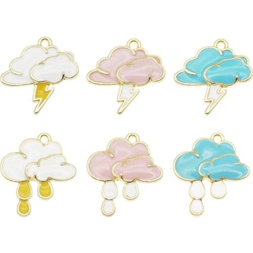 6pcs clouds and rain charmscrafting earring pendant necklace bracelet charms Lingting Weather Jewelry DIY Funny Brooch Keychain