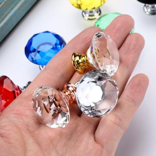 6Pcs Ultra-light 40mm k9 Crystal Glass Zinc Alloy Cabinet Drawer Handle Knobs Anti-corrosion Lightweight High Strength