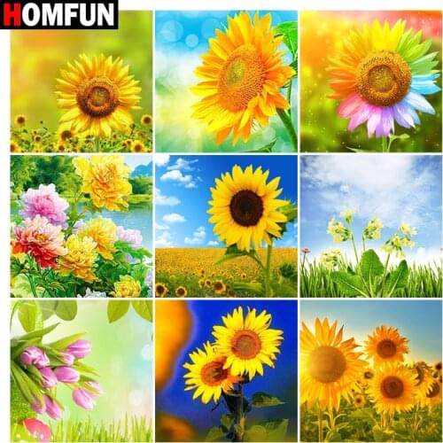 HOMFUN Diamond Painting Full Square/Round Diamond "Sunflower sunshine" Pattern Embroidery Cross Stitch 5D Rhinestone Painting