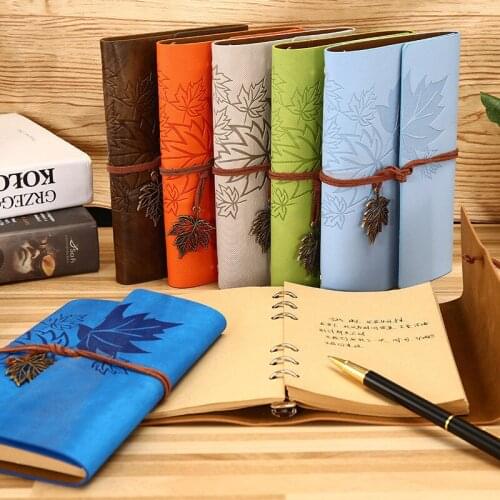 A5 Notebook Strap Retro Hand Ledger Discoloration Pu Loose Leaf Notebook Portable With Creative Diary Stationery Office Supplies