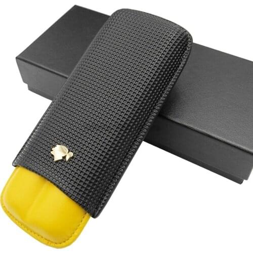 COHIBA Genuine Leather Cigar Case Leather Cigar Humidor Box Portable Cigars Holder With Gift Box Tobacco Storage