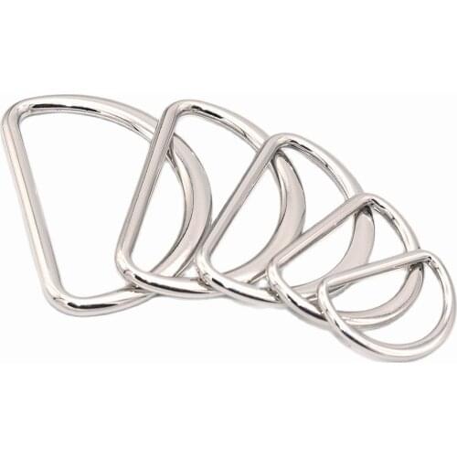 Silver metal D ring D loop connector Non welded D circles Belt Buckles D bag clasp connector buckle for Handbag Webbing Purse