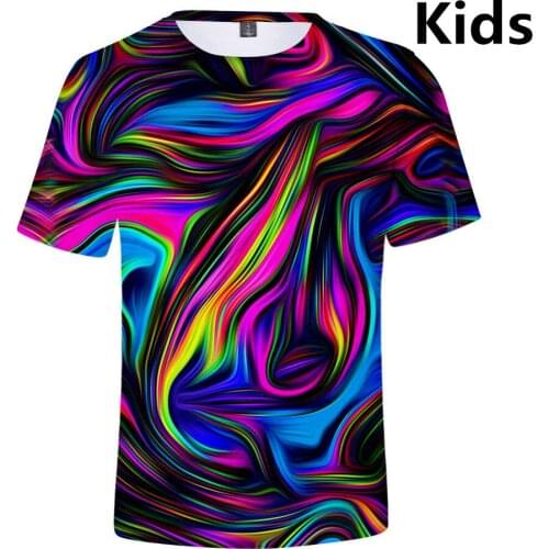 3 To 14 Years Kids T Shirt 3D Tie Dye Flashbacks tshirt T-shirt Boys Girls Colorful Psychedelic T Shirts Tops children clothes