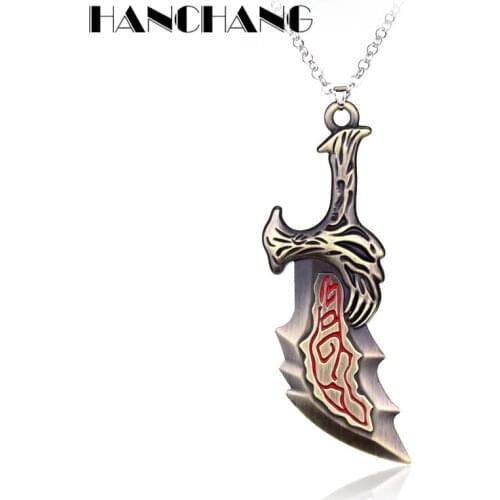 Hot Game Jewelry God Of War Weapon Big Sword Pendant Necklace Mens Link Chain Necklace Vintage Ornaments Collier