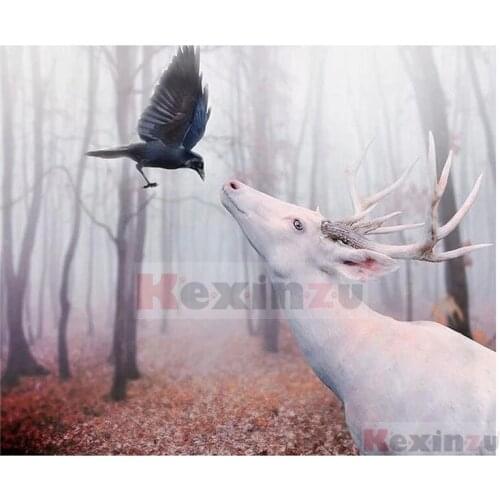 Kexinzu Full 5D DIY Square/Round Drill Diamond Painting "Animal Bird deer" 3d Diamond Embroidery Cross Stitch Decor Gift D12